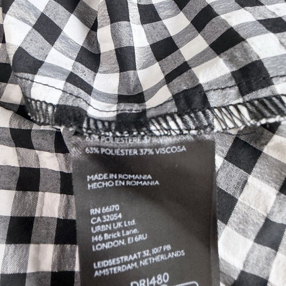 By Anthropologie One Shoulder Gingham Midi Dress Black White Cottagecore M - Picture 8 of 12